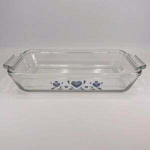 RARE VINTAGE ANCHOR OVENWARE 2 QT 8" x 11.5" x 2" BAKING DISH BLUE HEARTS
